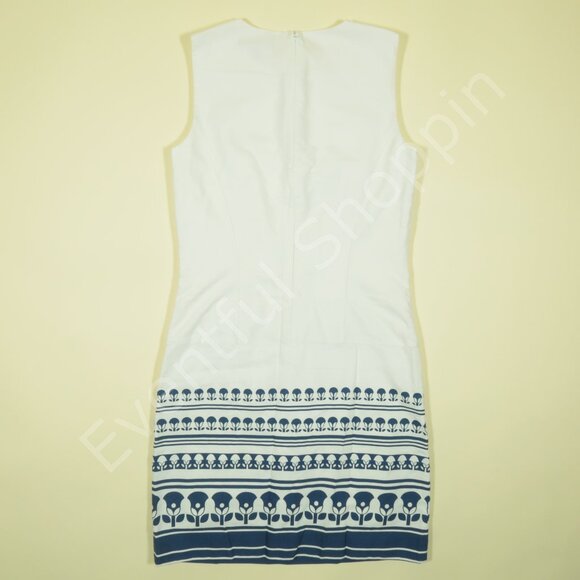 Brooks Brothers 346 Shift Dress Womens 2 White Blue Floral Cotton Sleeveless - Picture 3 of 8